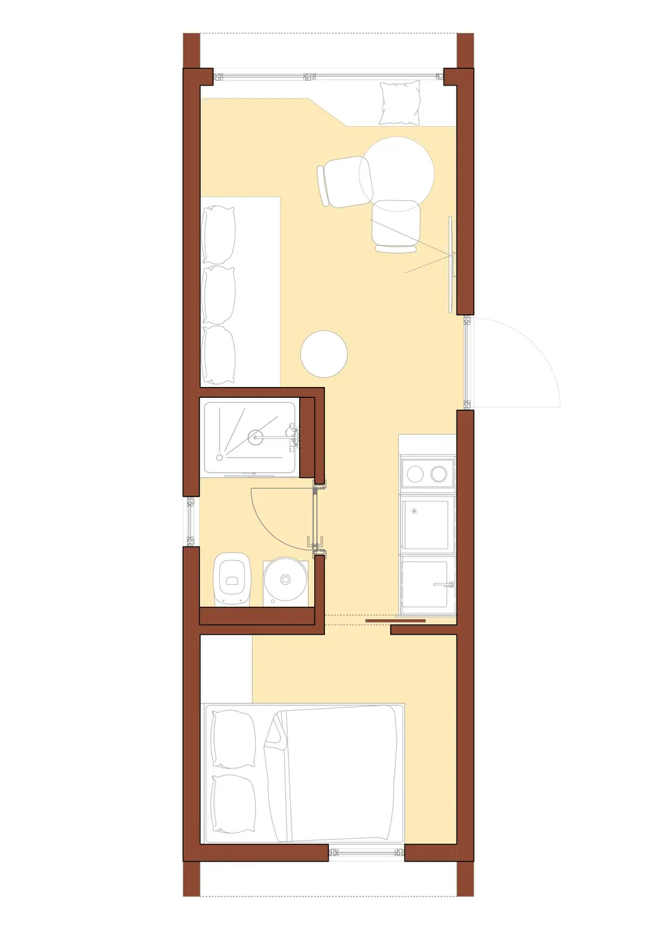 Osnova montažne kuće ArdeUnit BH1, 24 m², Arde Line (ArdeUnit)