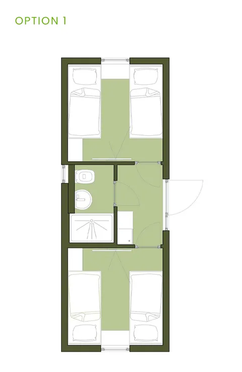 Osnova montažne kuće ArdeUnit TH1, 24 m², Arde Line (ArdeUnit)