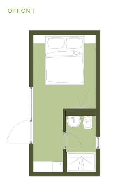 Osnova montažne kuće ArdeUnit TH3, 18 m², Arde Line (ArdeUnit)