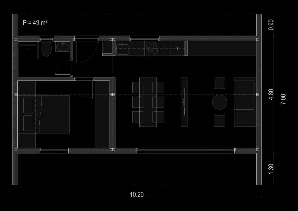 Montažna kuća Modul 49, 49 m², Arhimod