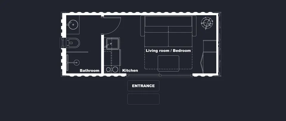 Osnova montažne kuće Model G05, 15 m², Avala Home