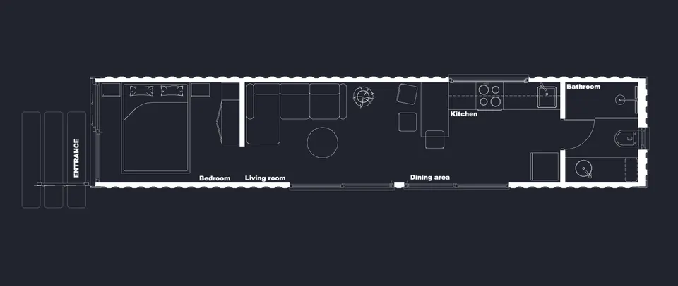 Osnova montažne kuće Model G11, 30 m², Avala Home