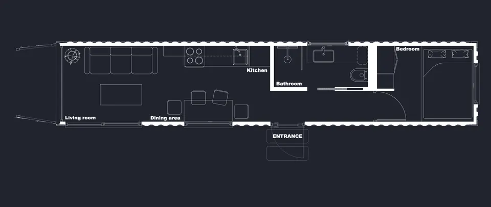 Osnova montažne kuće Model G22, 30 m², Avala Home