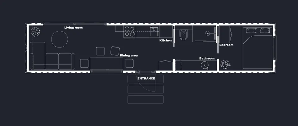 Osnova montažne kuće Model G33, 50 m², Avala Home