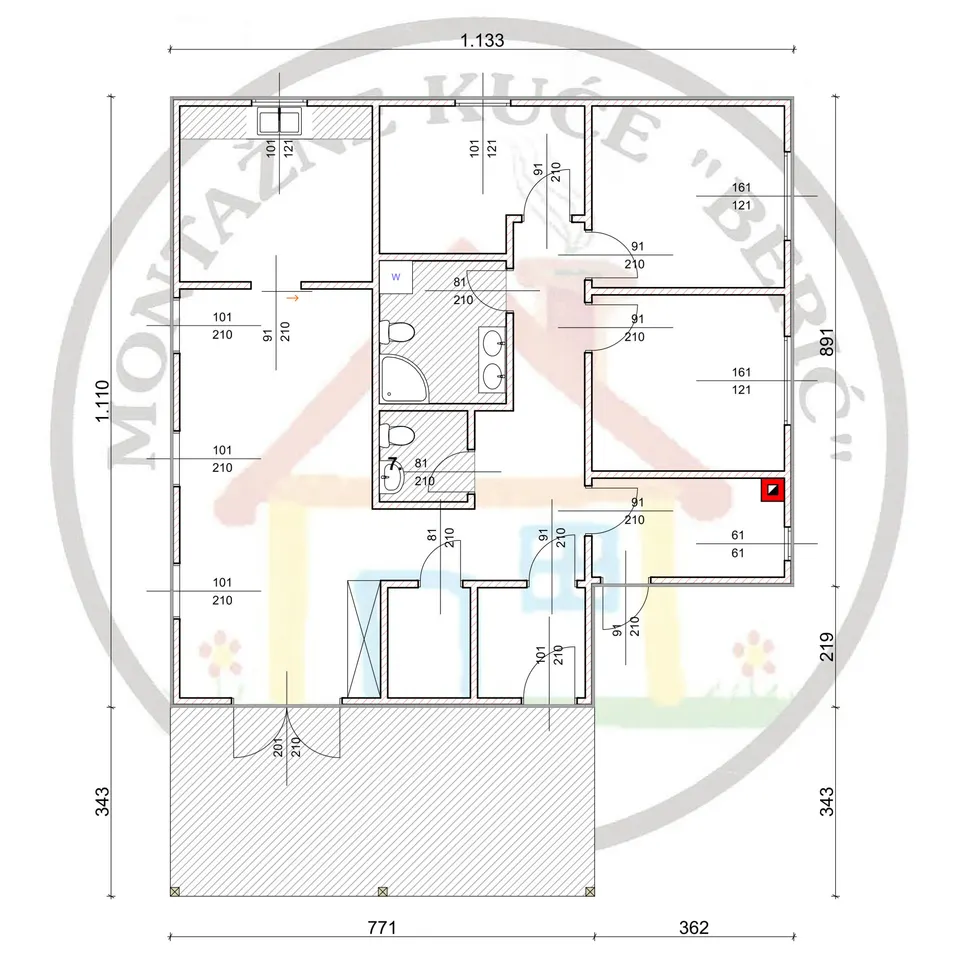 Osnova montažne kuće Montažna kuća 134a, 134 m², Montažne kuće Berić