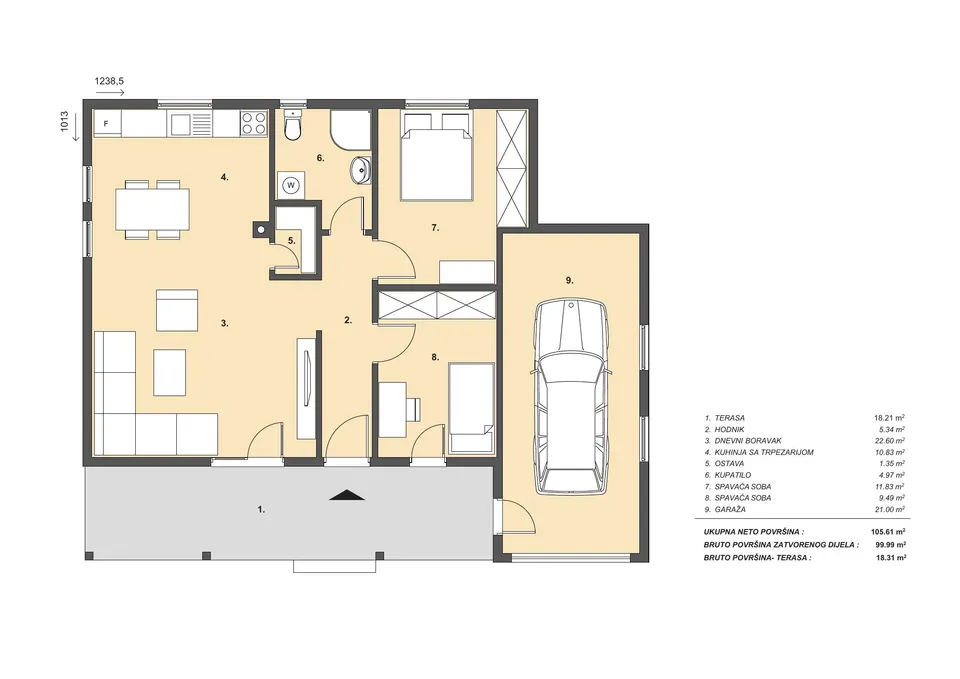 Osnova: Bojić Mont BM 118, 106 m²