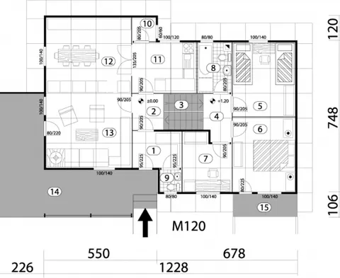 Montažna kuća Montažna kuća Tip 105, 105 m², Bor Promet