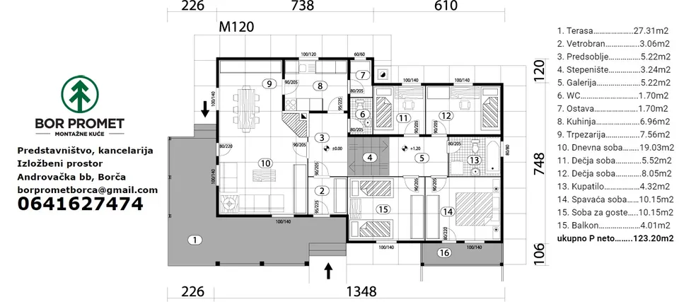 Montažna kuća Montažna kuća Tip 117, 117 m², Bor Promet