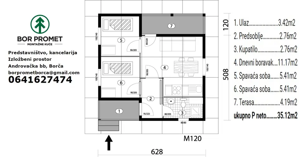 Montažna kuća Montažna kuća Tip 35, 35 m², Bor Promet