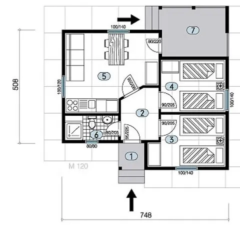 Montažna kuća Montažna kuća Tip 44A, 44 m², Bor Promet