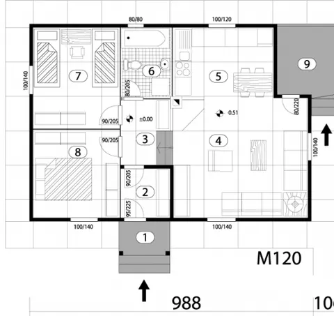 Montažna kuća Montažna kuća Tip 68, 68 m², Bor Promet