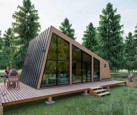 Montažna kuća Brvnara / A-frame po meri, 50 m², Brvnare A Frame Stil