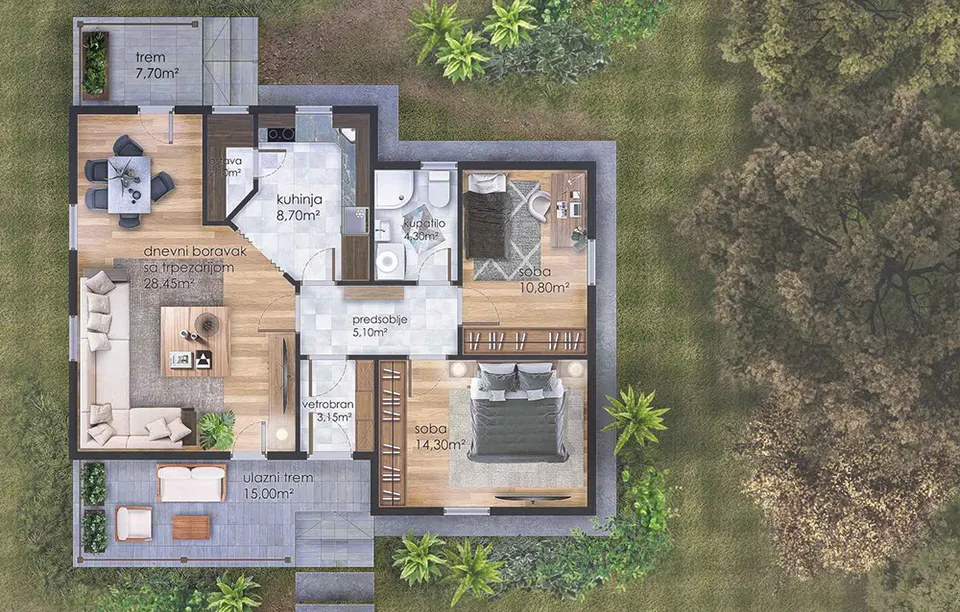 Montažna kuća Tip 105A, 113 m², Budućnost