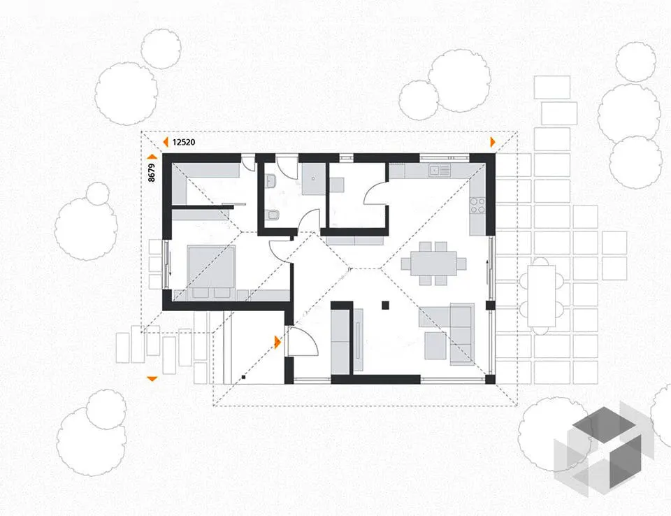 Osnova montažne kuće Tip 109, 109 m², Budućnost
