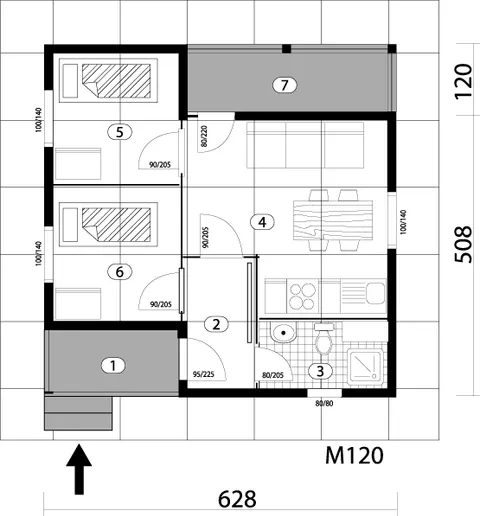 Montažna kuća Tip 35, 35 m², Budućnost