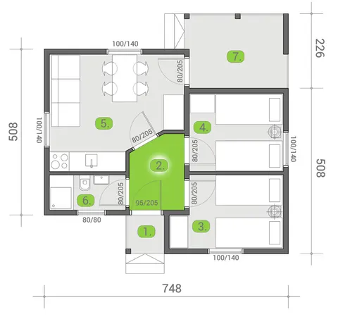Montažna kuća Tip 44A, 48 m², Budućnost