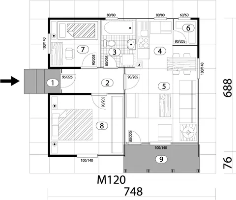 Montažna kuća Tip 52, 56 m², Budućnost