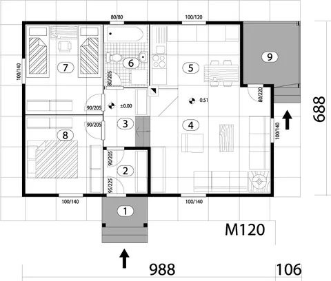 Montažna kuća Tip 68, 75 m², Budućnost