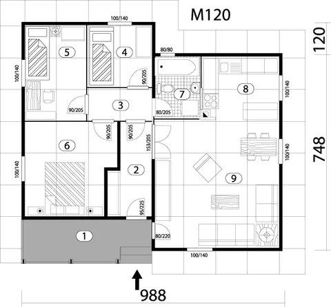 Montažna kuća Tip 77, 82 m², Budućnost