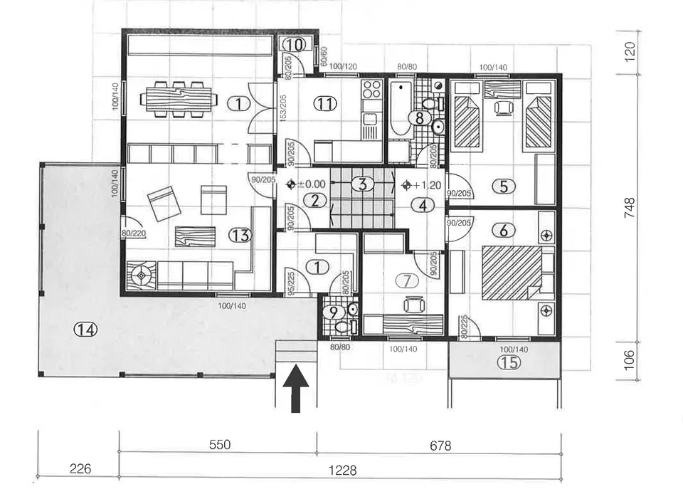 Osnova montažne kuće Montažna kuća 105, 95 m², DIĆA DOO