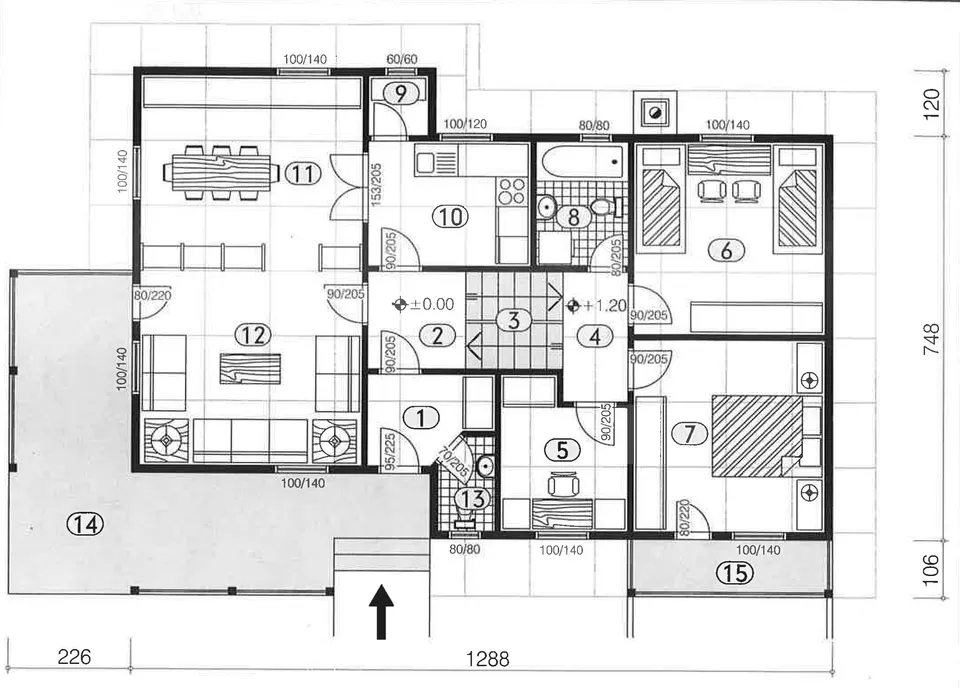 Osnova montažne kuće Montažna kuća 110, 101 m², DIĆA DOO