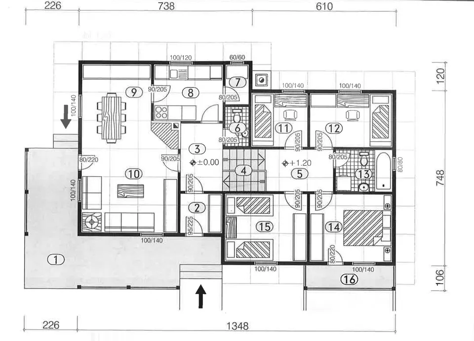 Osnova montažne kuće Montažna kuća 117, 107 m², DIĆA DOO