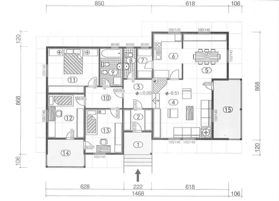 Osnova montažne kuće Montažna kuća 127, 116 m², DIĆA DOO