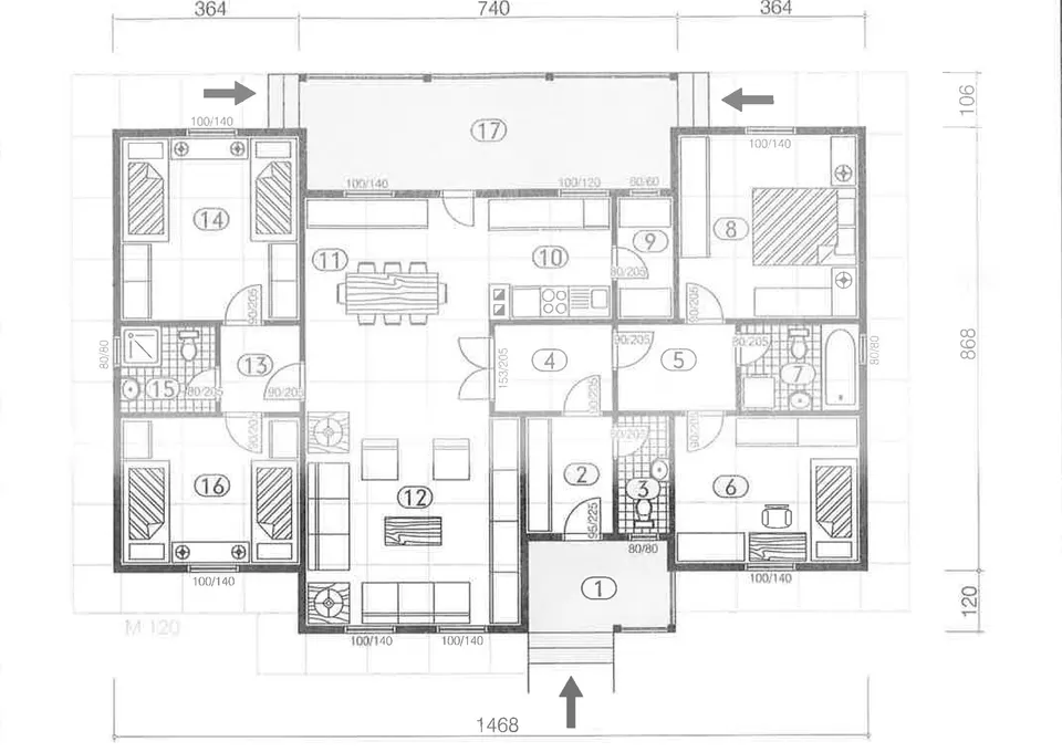 Osnova montažne kuće Montažna kuća 135, 124 m², DIĆA DOO