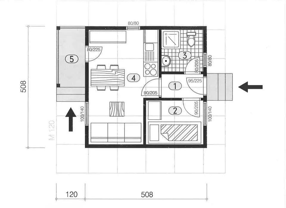 Osnova montažne kuće Montažna kuća 27, 24 m², DIĆA DOO
