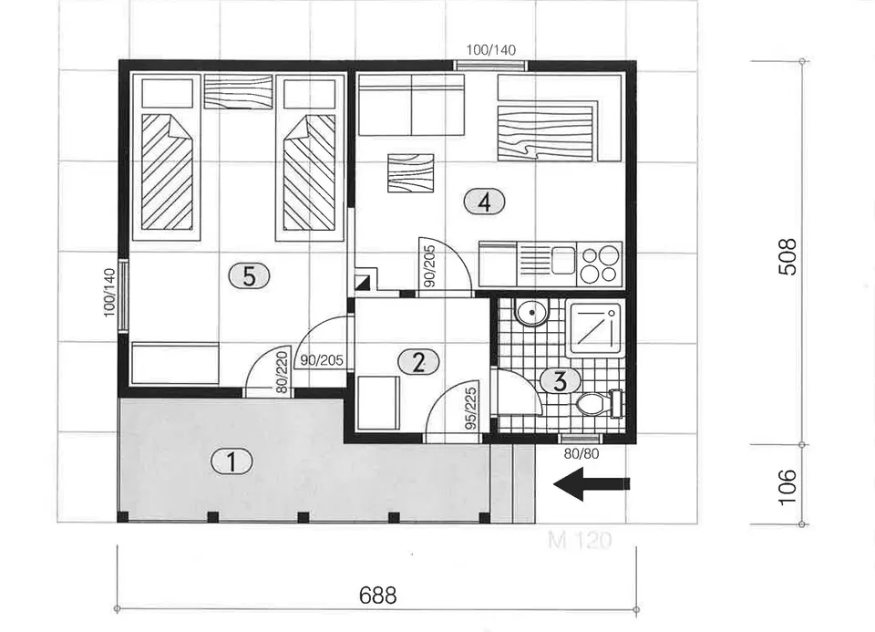 Osnova montažne kuće Montažna kuća 36, 32 m², DIĆA DOO