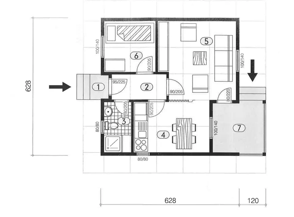 Osnova montažne kuće Montažna kuća 40, 40 m², DIĆA DOO