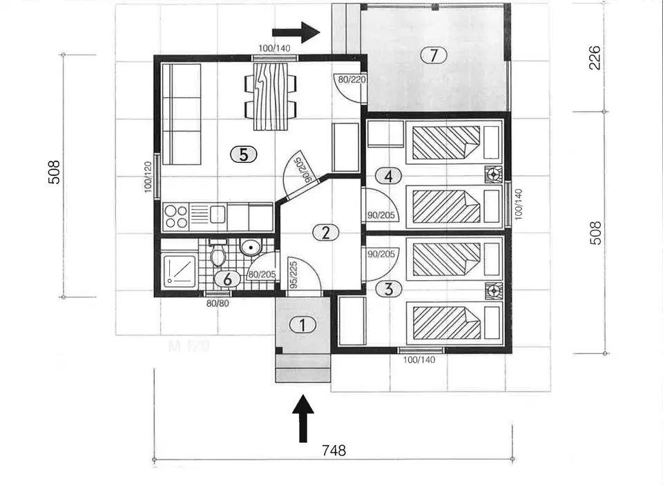 Osnova montažne kuće Montažna kuća 44a, 40 m², DIĆA DOO