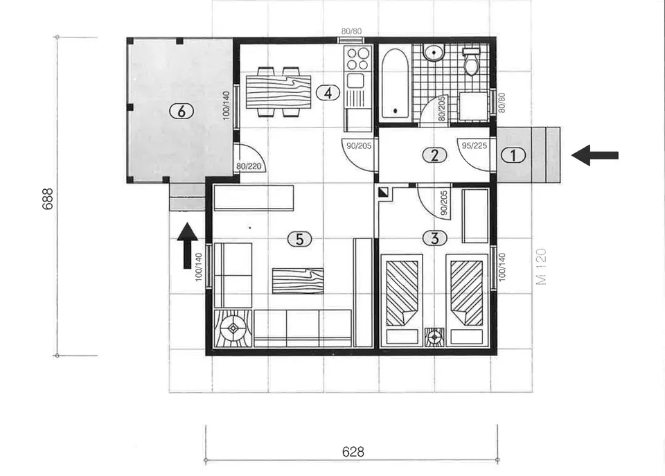 Osnova montažne kuće Montažna kuća 44b, 40 m², DIĆA DOO