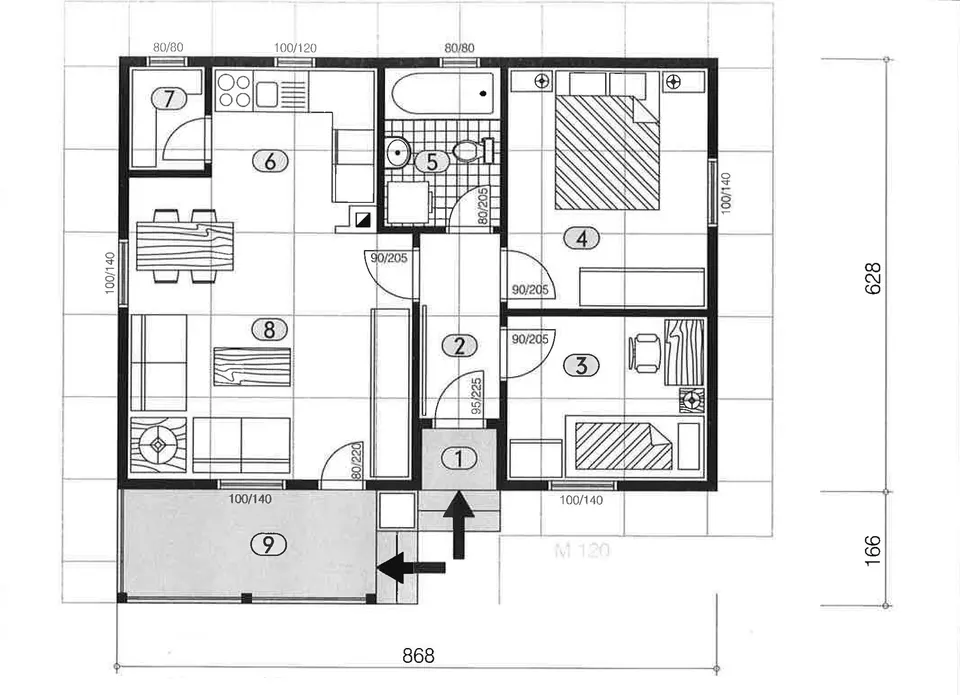 Osnova montažne kuće Montažna kuća 57, 51 m², DIĆA DOO