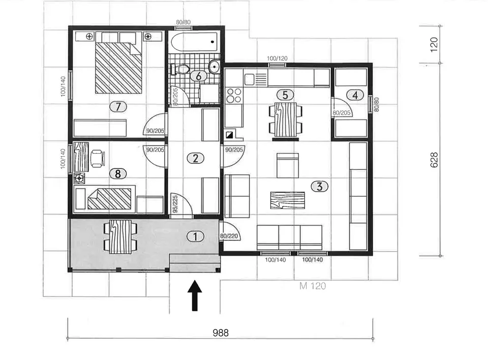 Osnova montažne kuće Montažna kuća 66, 60 m², DIĆA DOO