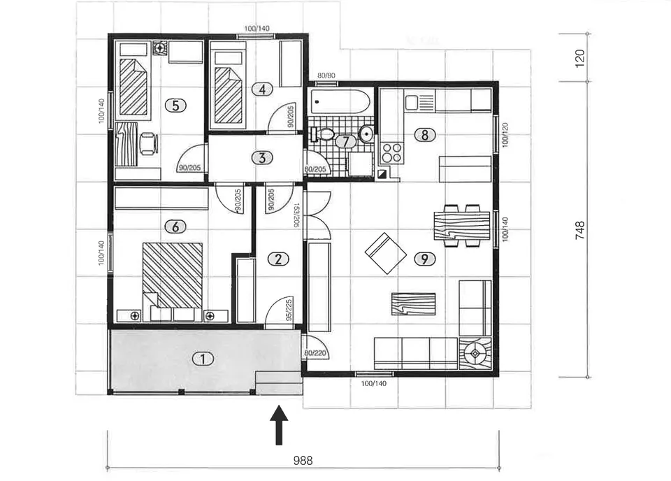 Osnova montažne kuće Montažna kuća 77, 70 m², DIĆA DOO