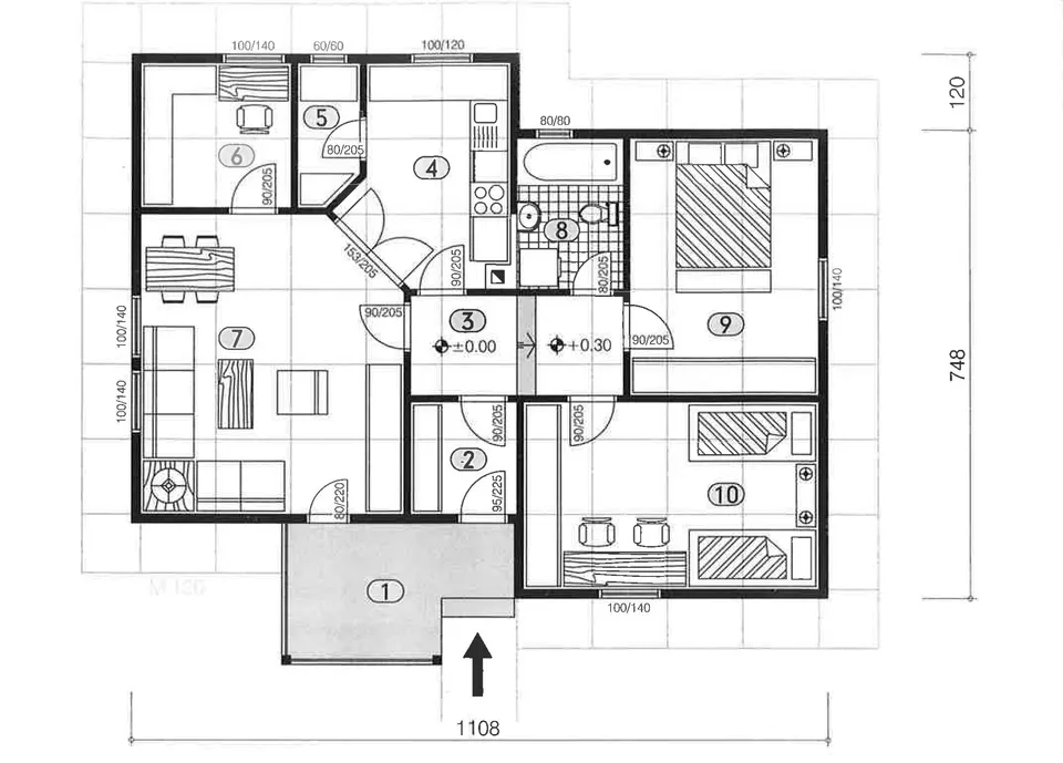 Osnova montažne kuće Montažna kuća 81, 78 m², DIĆA DOO