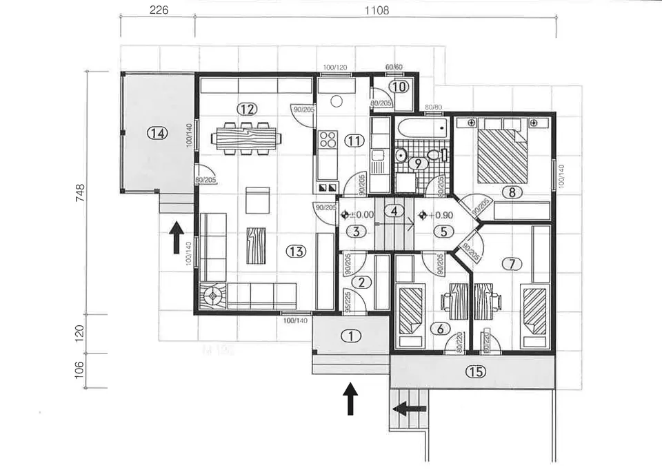Osnova montažne kuće Montažna kuća 90, 83 m², DIĆA DOO