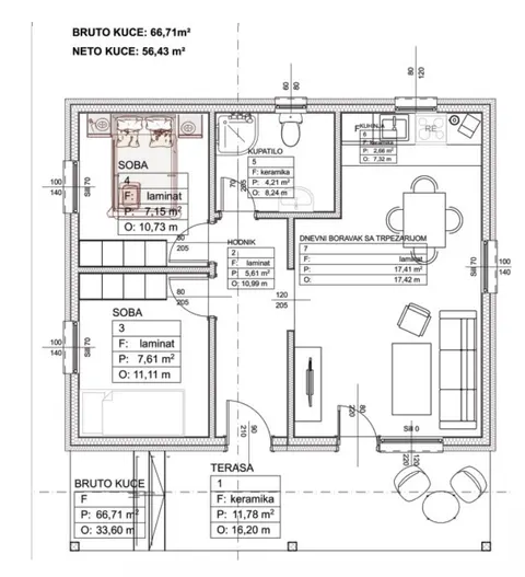 Montažna kuća DOM Classic 66, 66 m², DOM Montažne kuće
