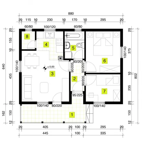 Montažna kuća Tip 57, 57 m², DoMil Montažne kuće