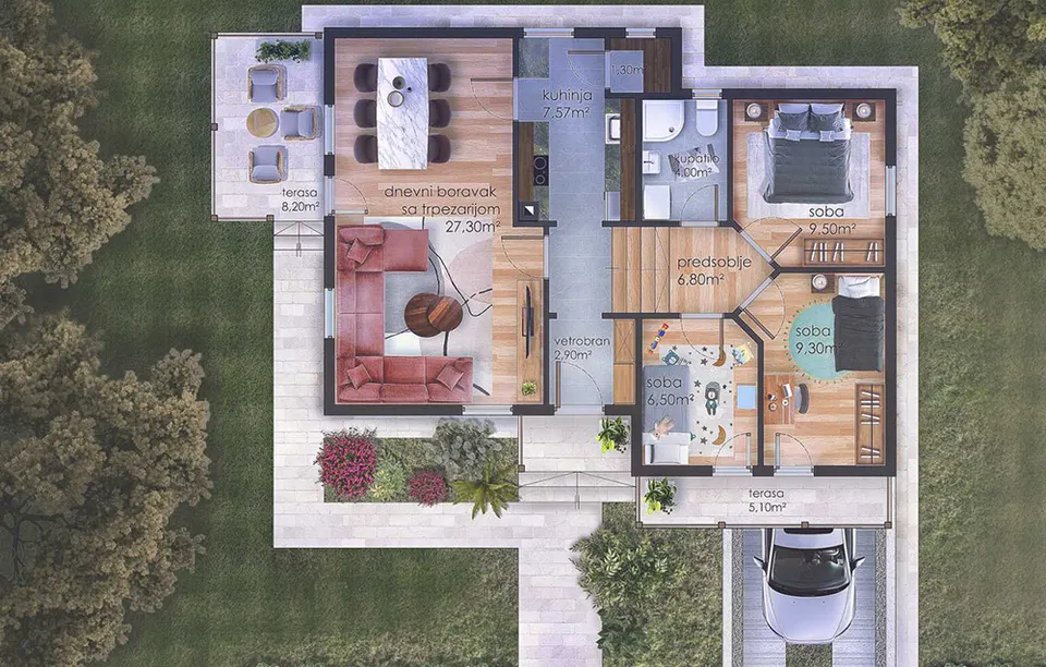 Montažna kuća Tip 90, 90 m², DoMil Montažne kuće