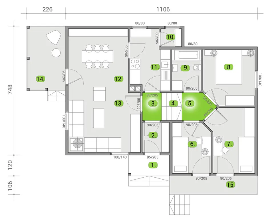 Montažna kuća Tip 90, 90 m², DoMil Montažne kuće