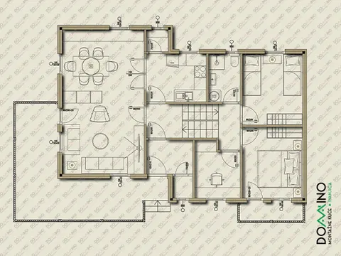 Osnova montažne kuće Domino 123, 123 m², Domino