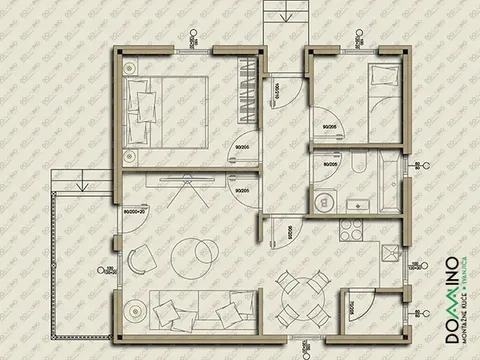 Osnova montažne kuće Domino 66, 66 m², Domino