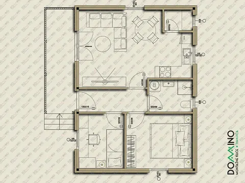 Osnova montažne kuće Domino 67, 67 m², Domino