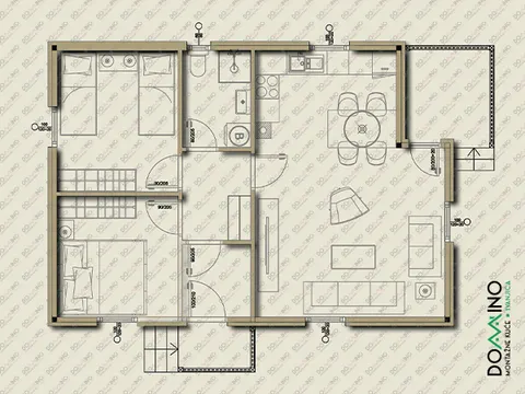 Osnova montažne kuće Domino 76, 76 m², Domino