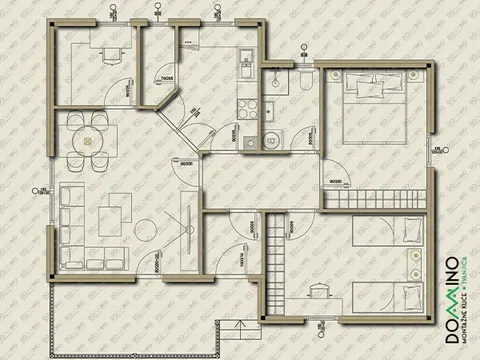 Osnova montažne kuće Domino 98, 98 m², Domino