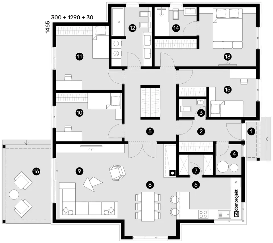 Osnova: Domprojekt Anamarija, 153 m²