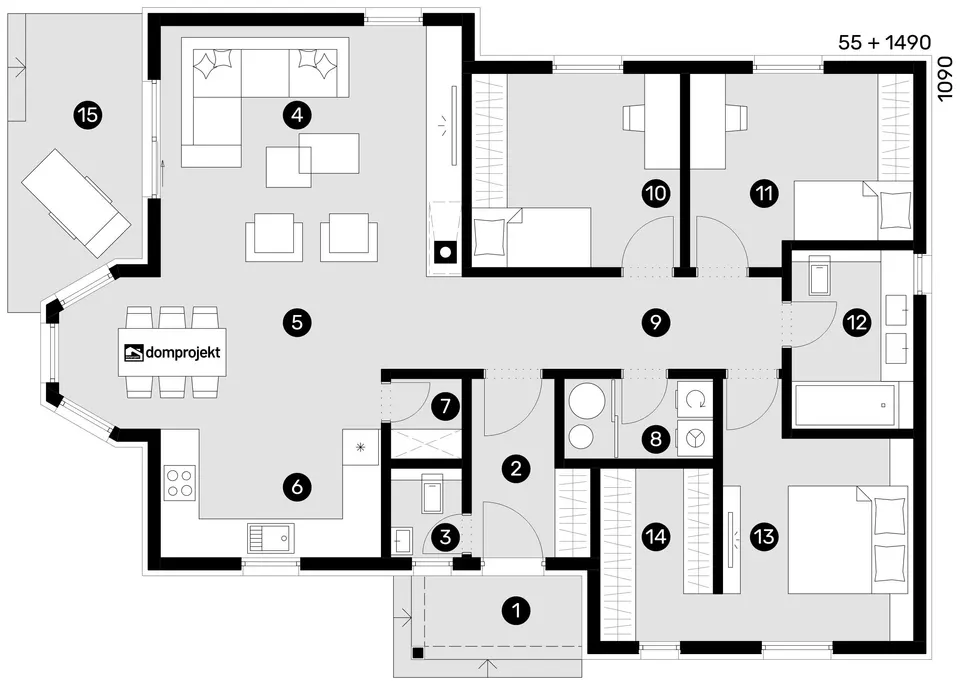 Osnova: Domprojekt Larisa, 113 m²