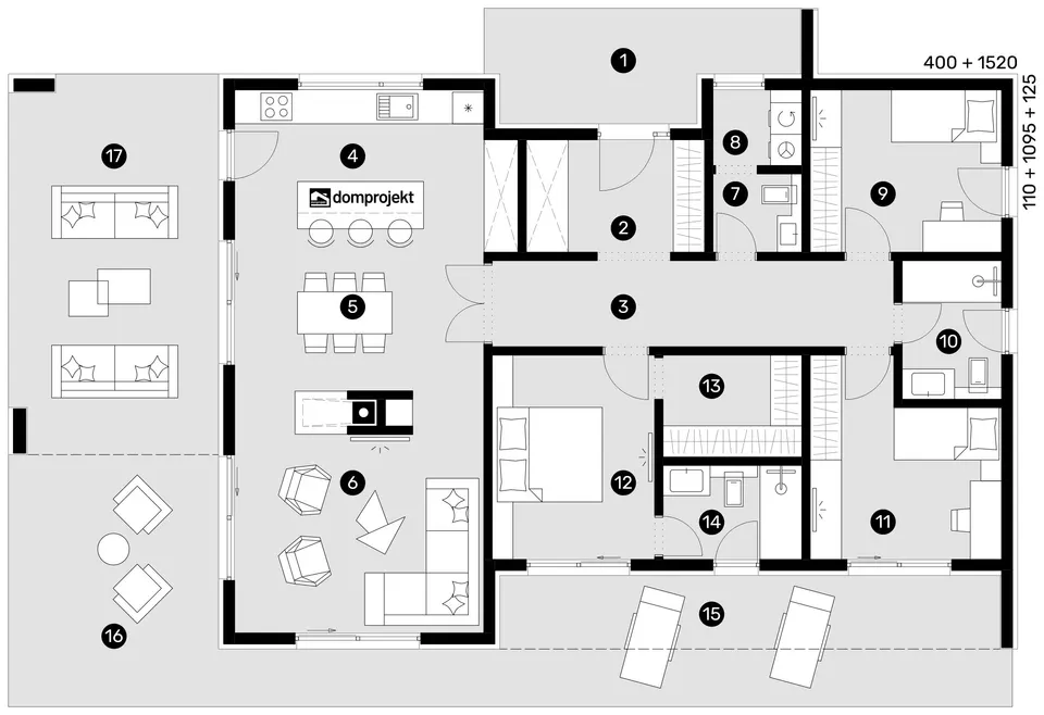 Osnova: Domprojekt Melina, 155 m²